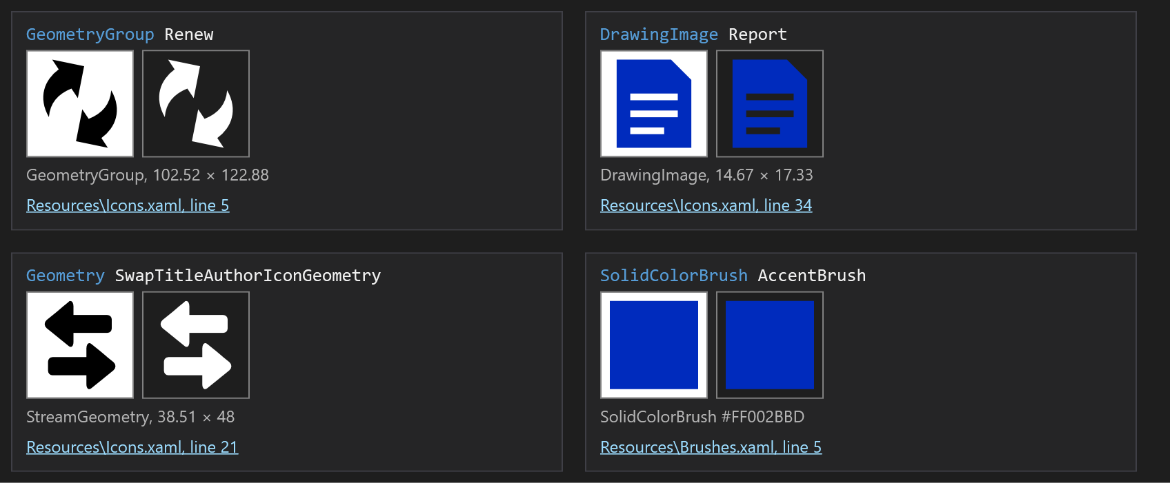 Icon previews