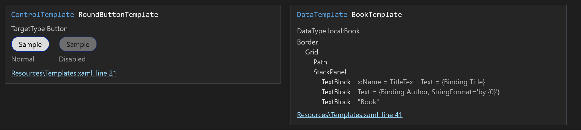 Template previews