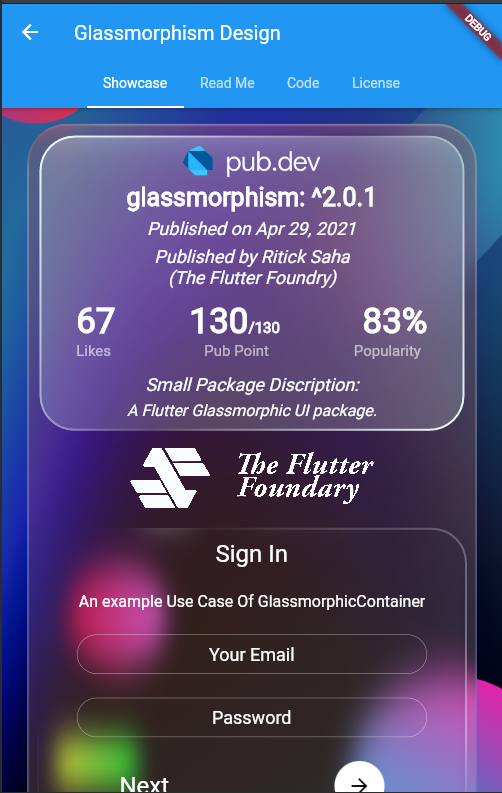 Glassmorphism Design Screen