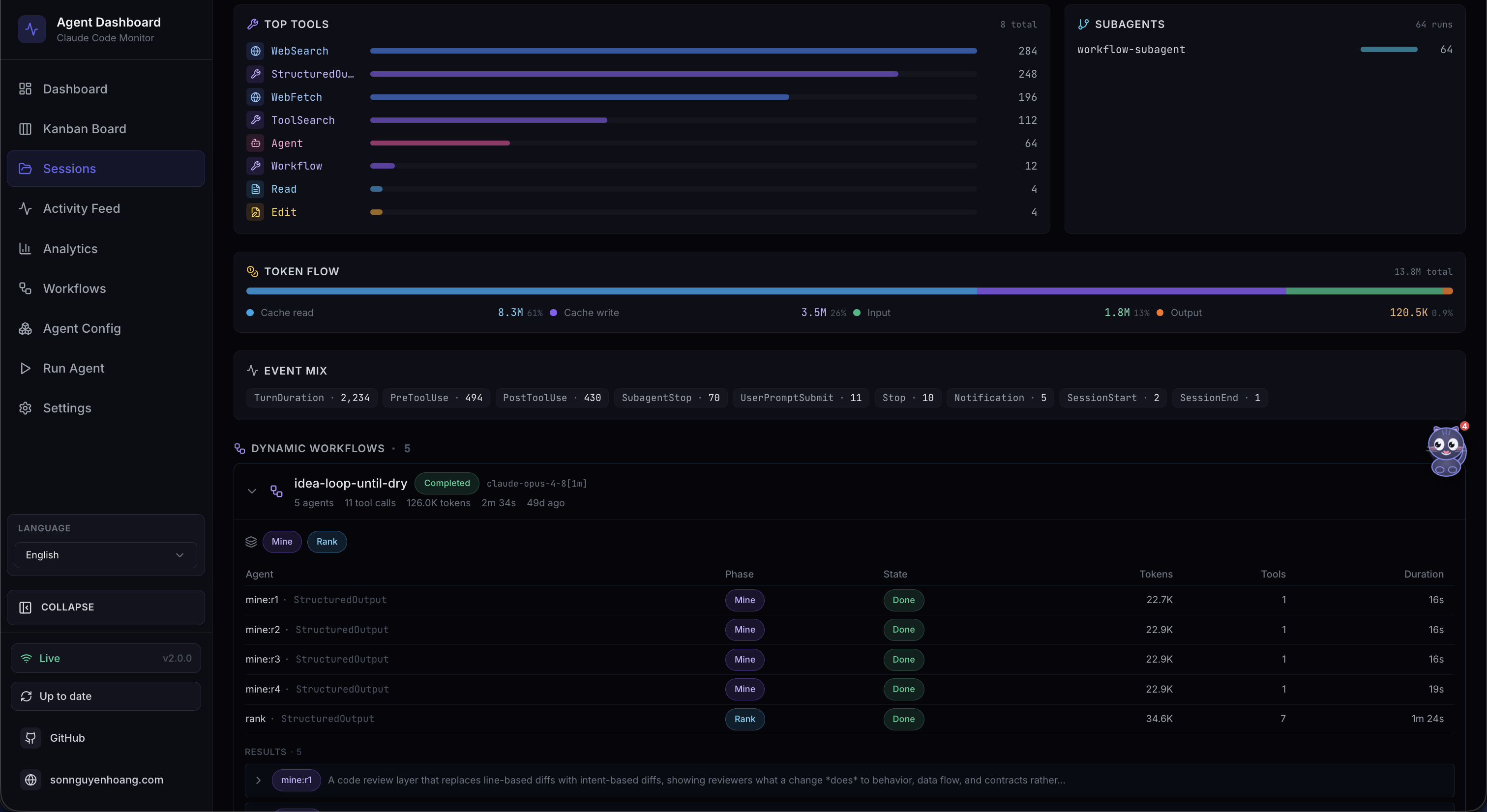 Dynamic Workflow Runs on the session detail page