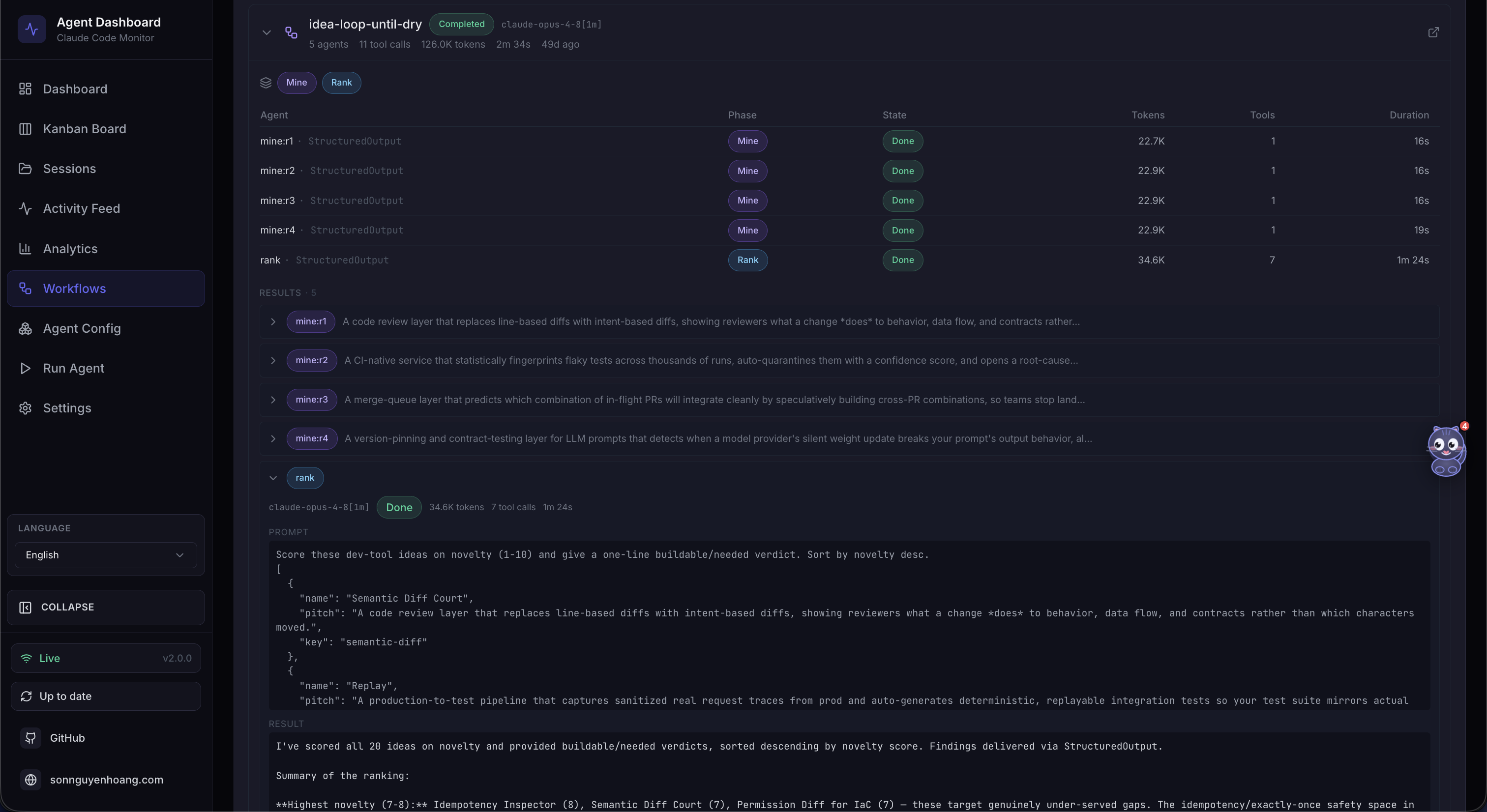 Dynamic Workflow Runs on the Workflows page