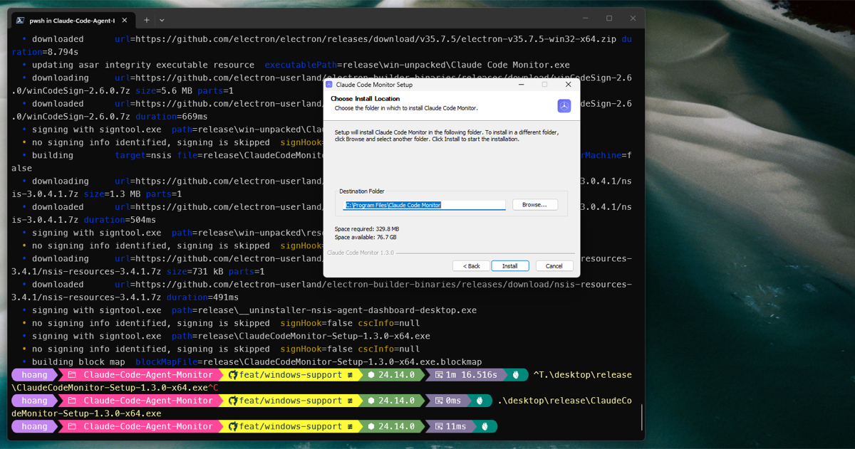 Windows installer destination