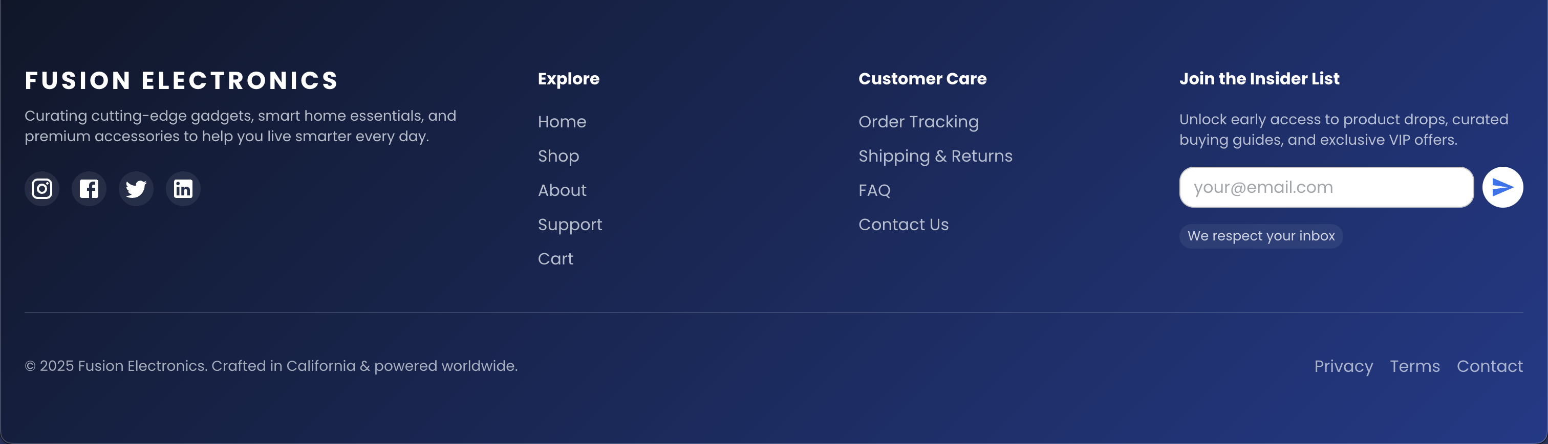 Fusion Electronics Footer