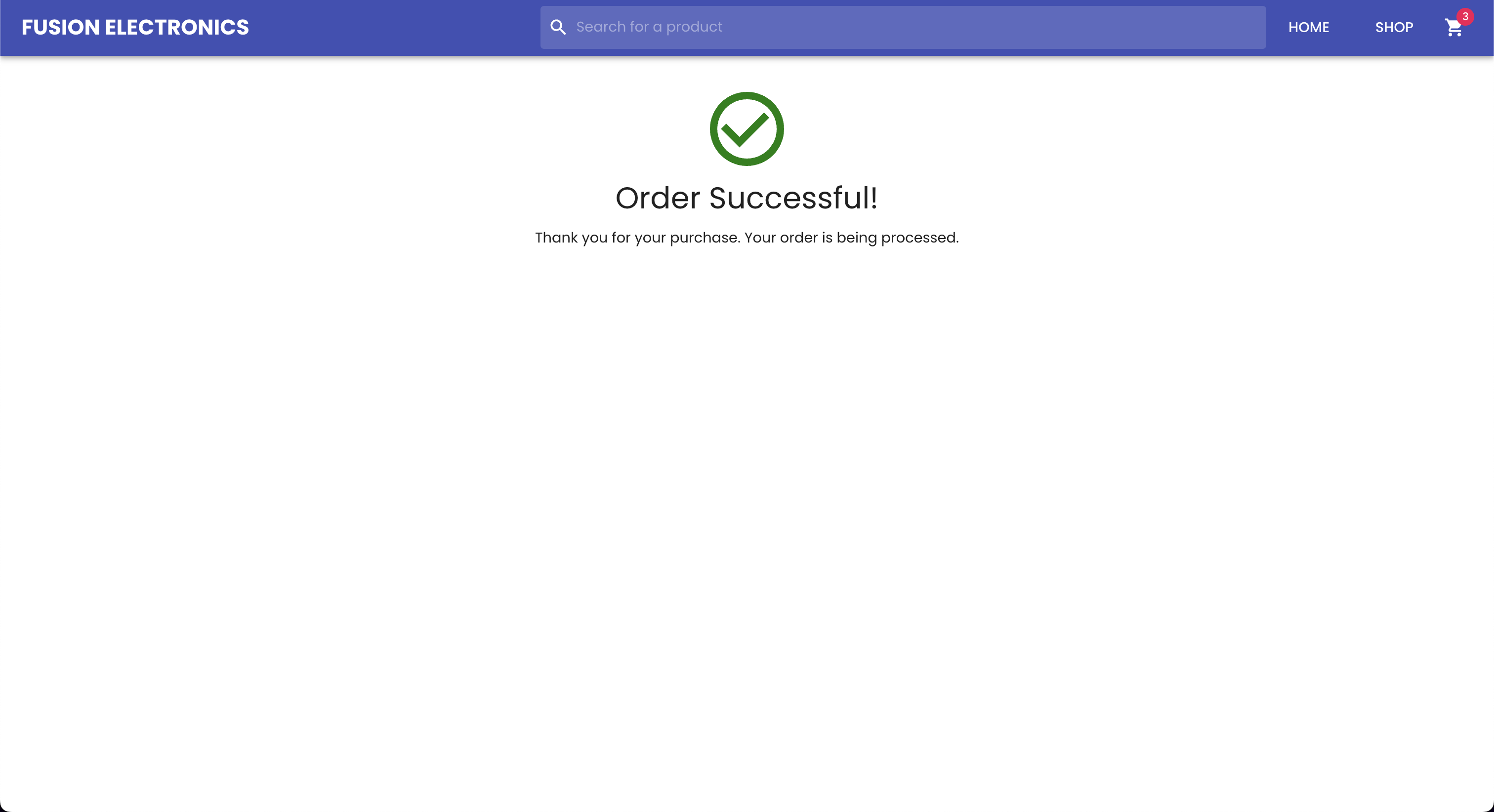 Fusion Electronics Order Success Page