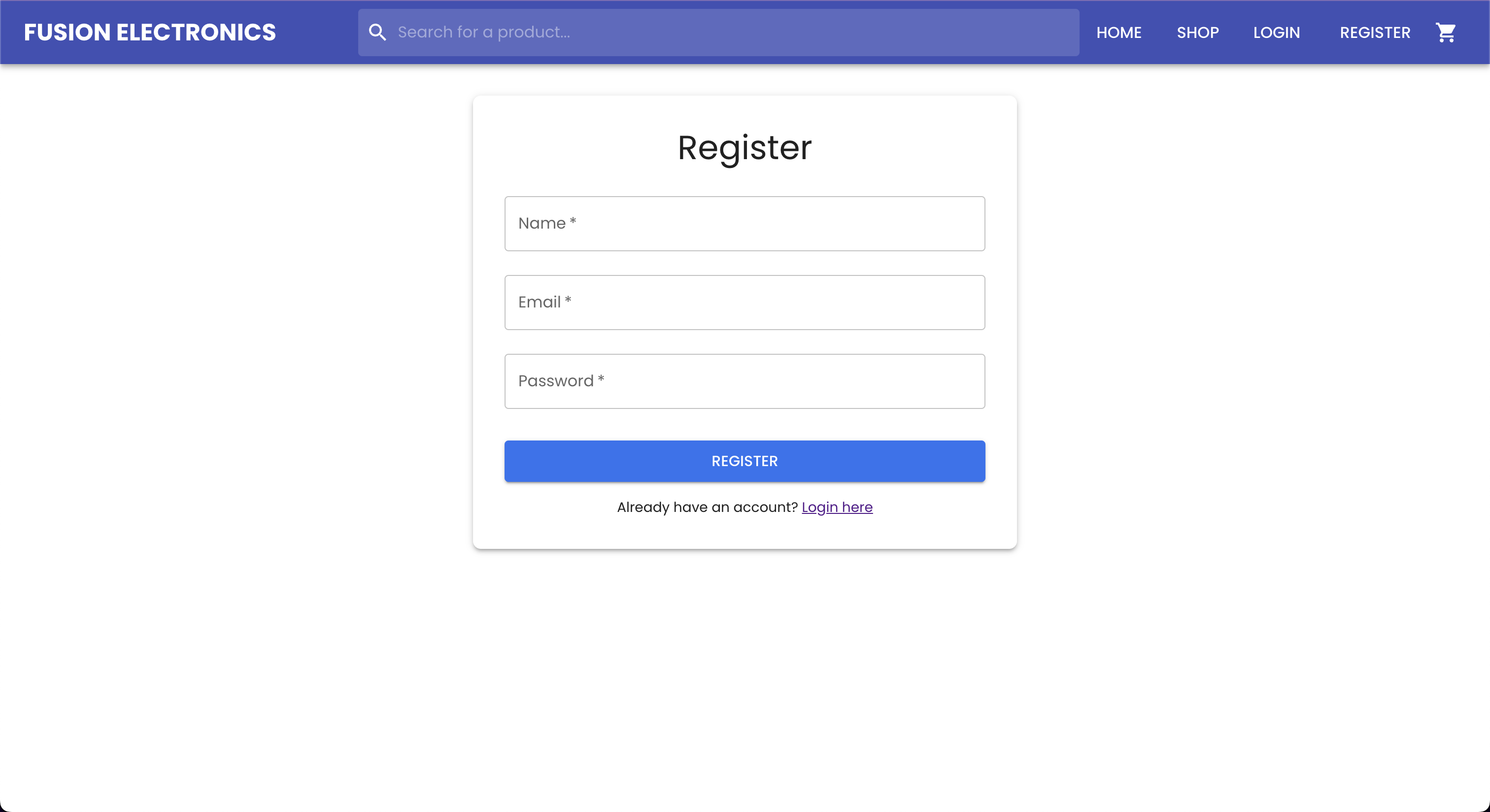 Fusion Electronics Register Page