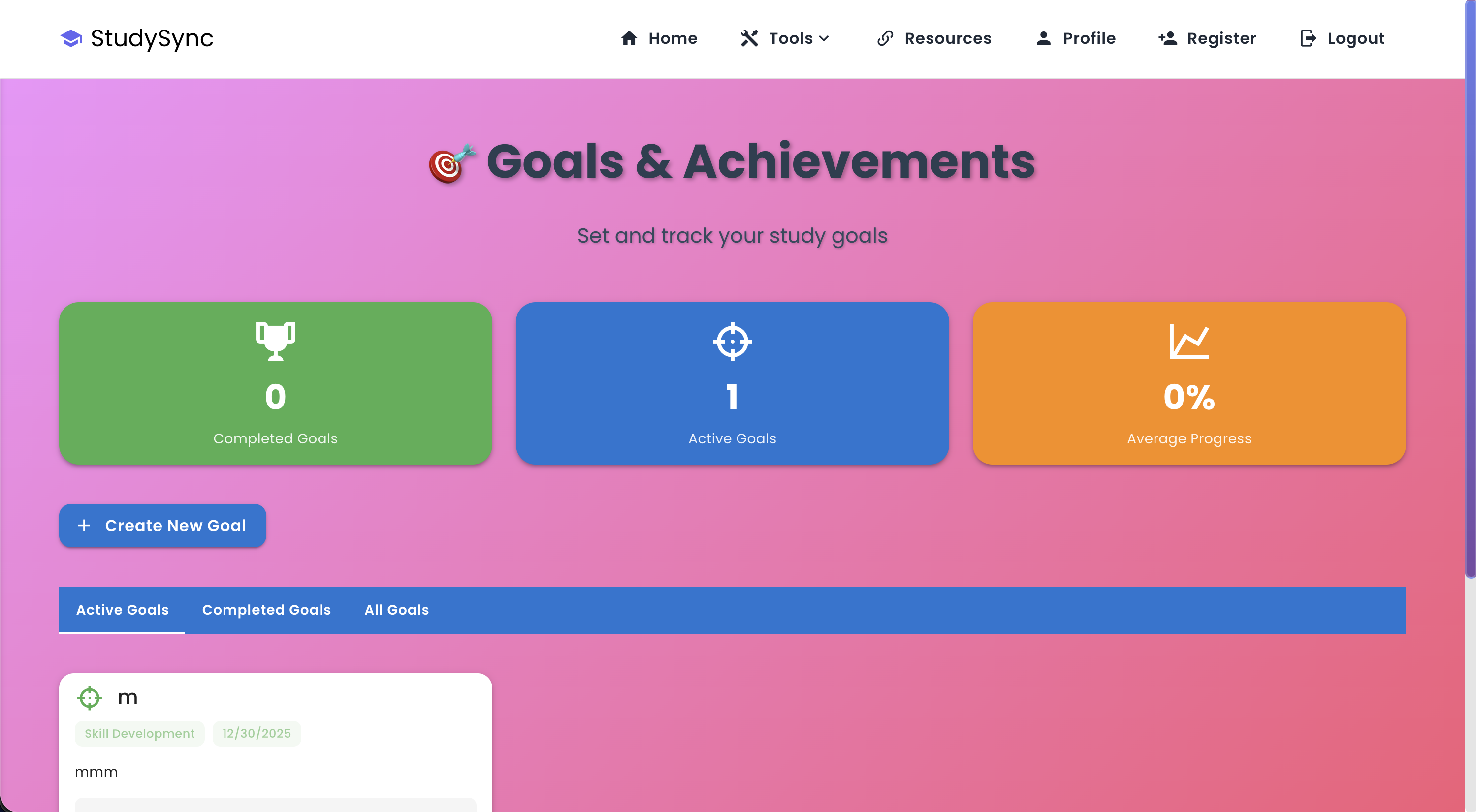 Learning Goals UI