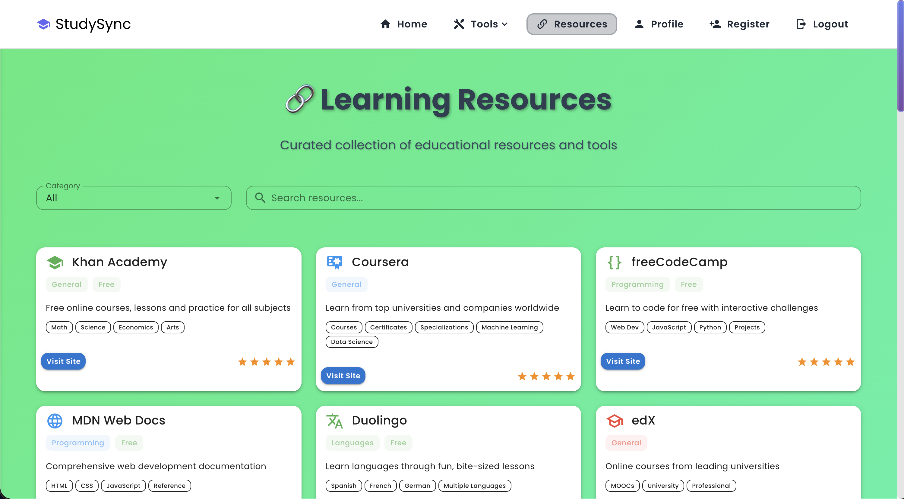 Study Resources UI