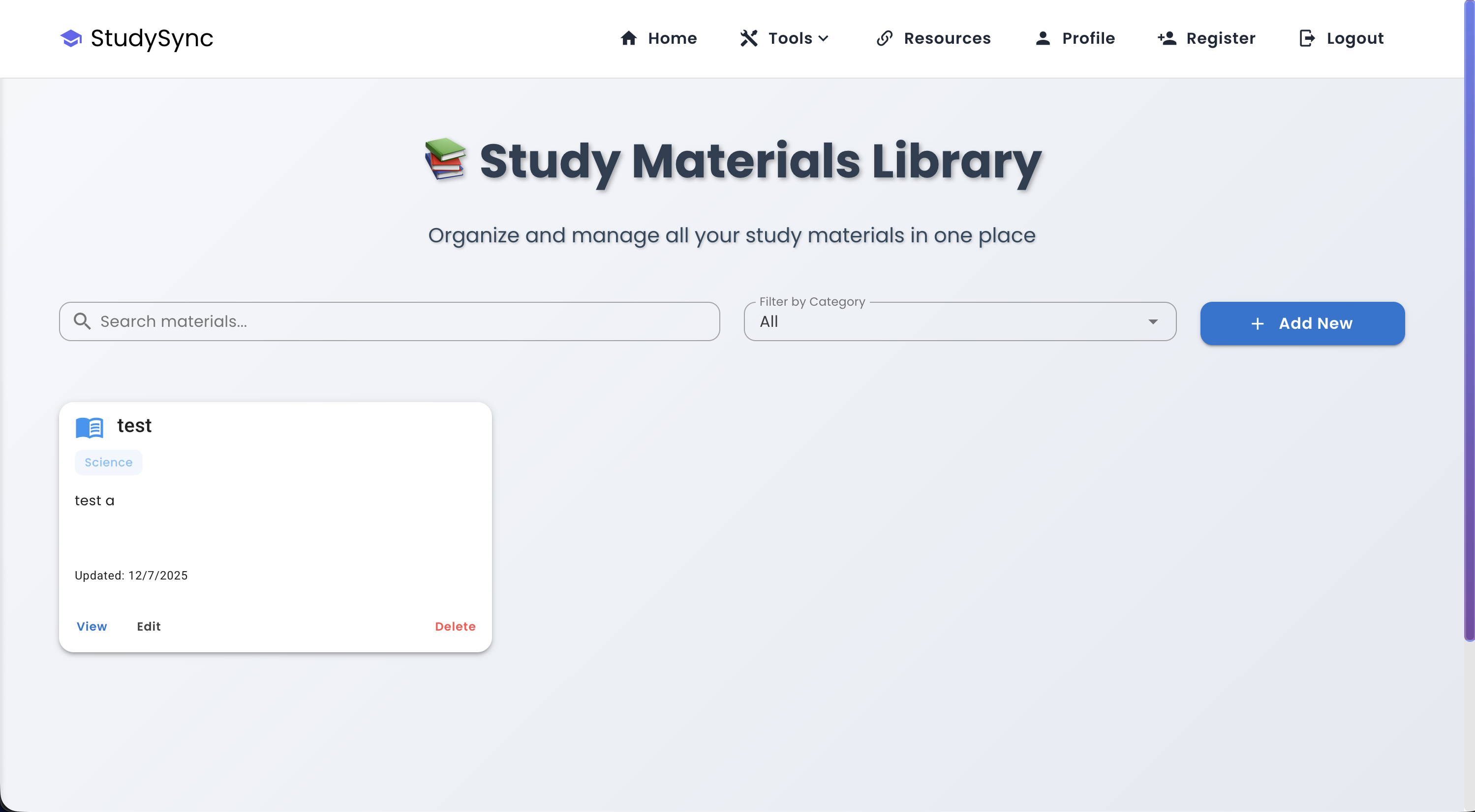 Study Materials UI