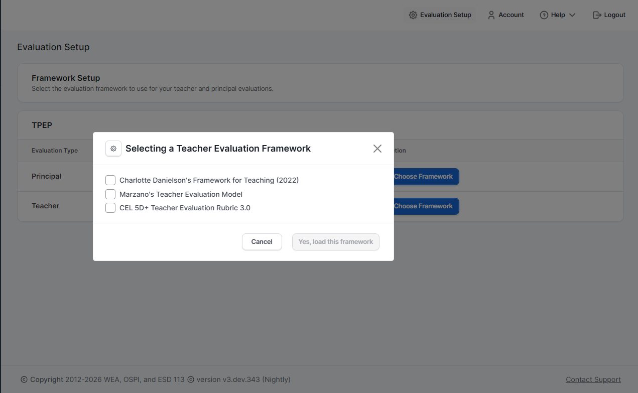 Selecting a Teacher Framework
