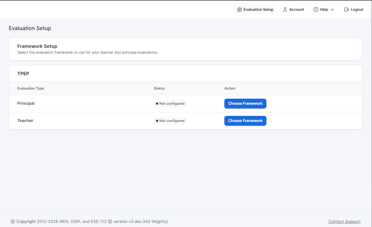 Framework Setup - Not Configured
