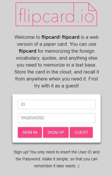 flipcard.io index card view