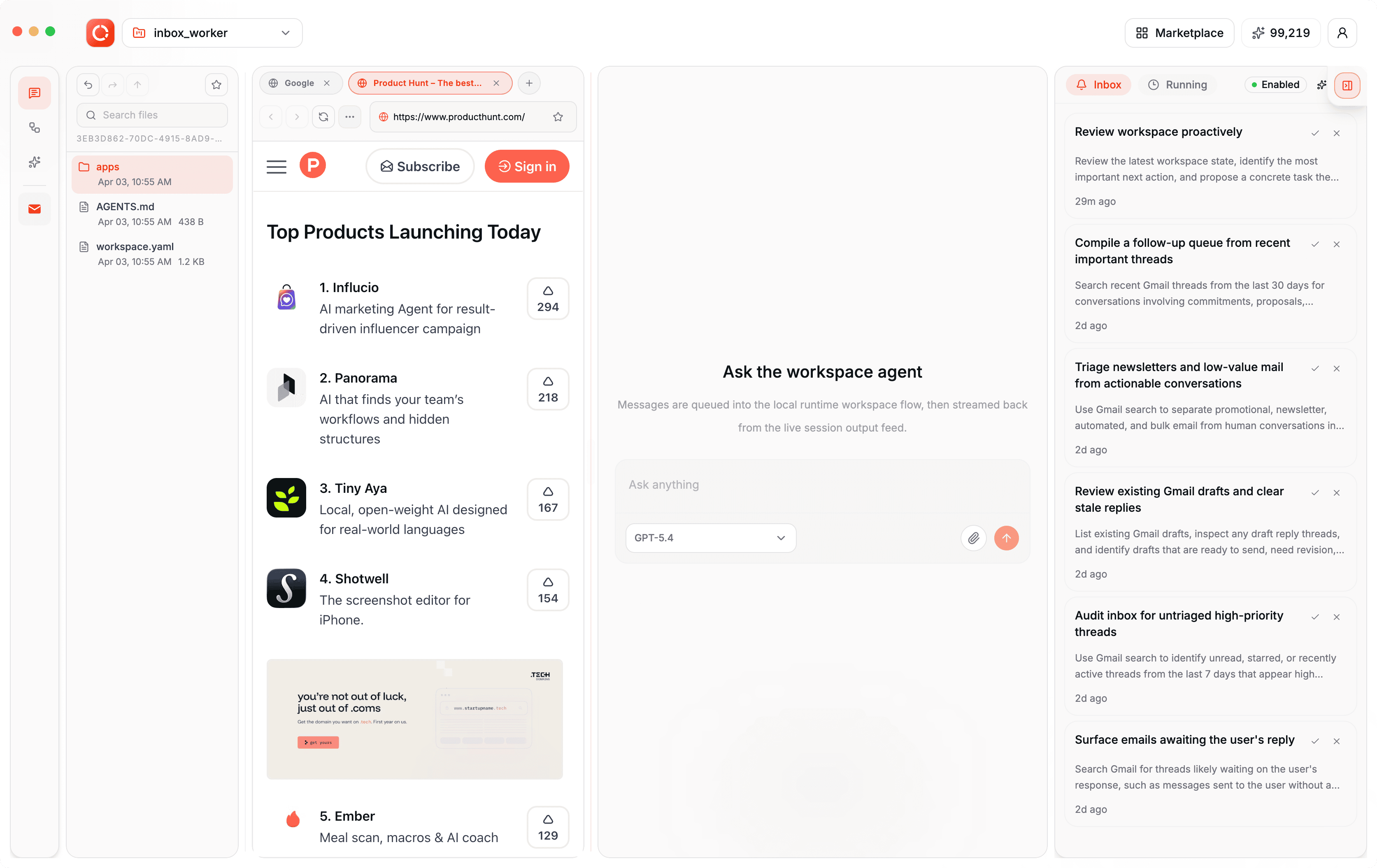 Holaboss desktop workspace screenshot