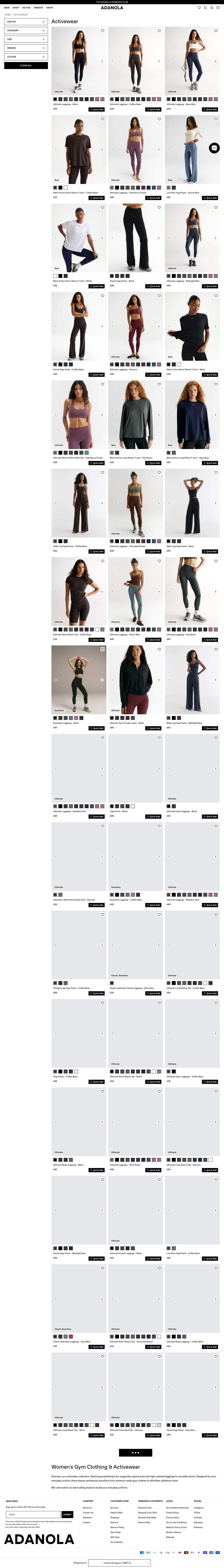 Adanola landing page: Women's Gym Clothing & Activewear
