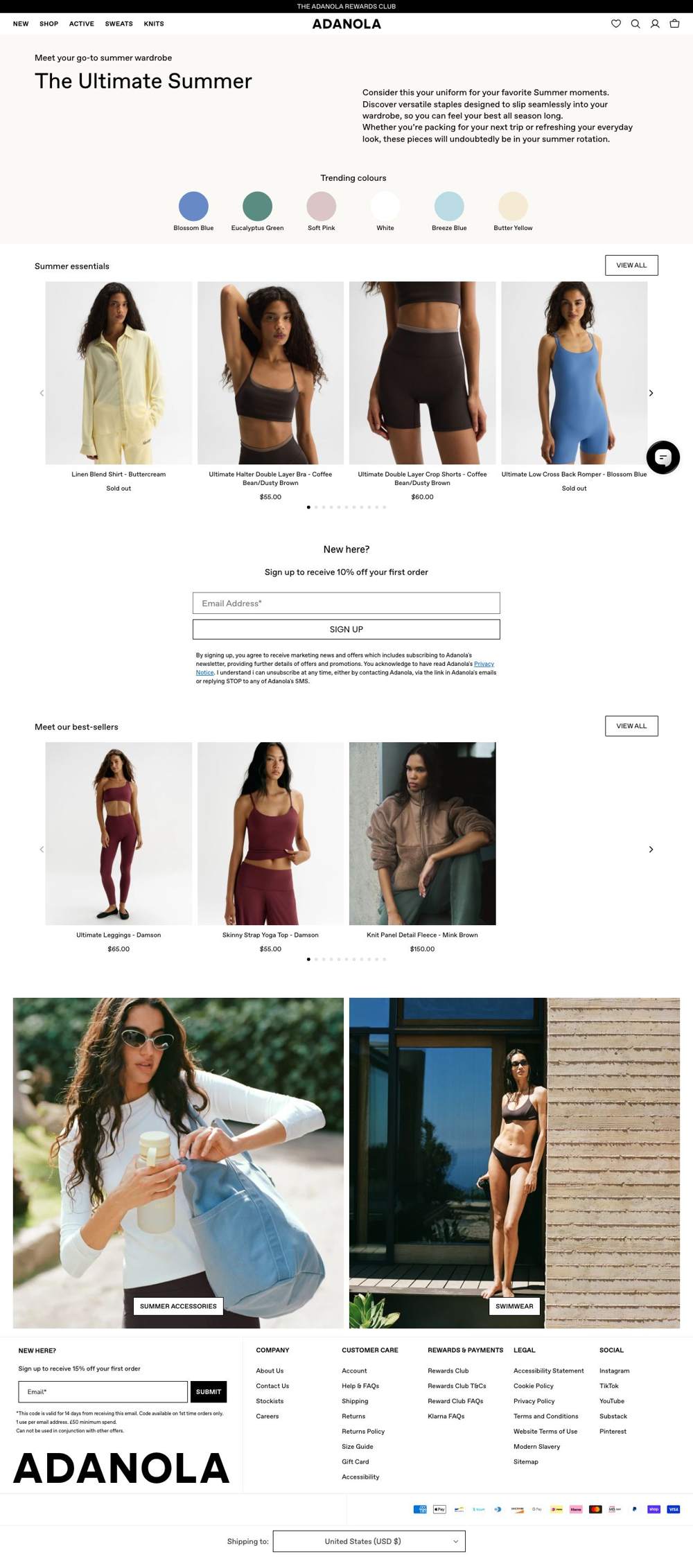 Adanola landing page: The Ultimate Summer