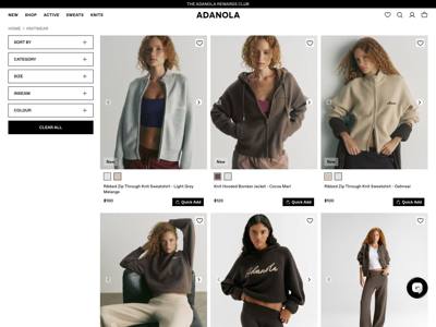 Adanola landing page