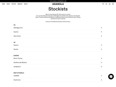 Adanola landing page