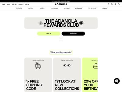 Adanola landing page