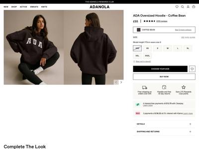 Adanola landing page
