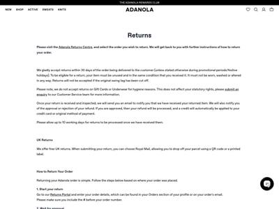 Adanola landing page