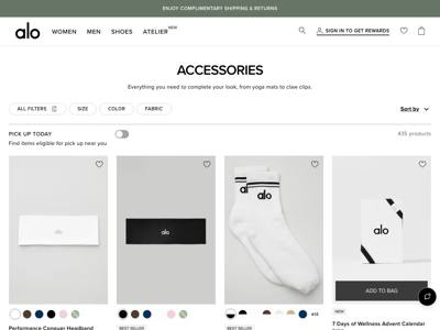 Alo Yoga landing page