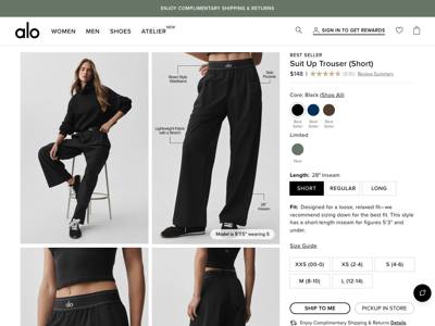 Alo Yoga landing page