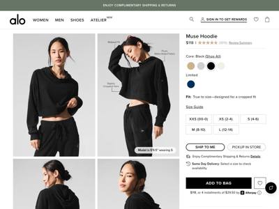 Alo Yoga landing page
