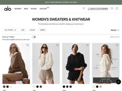 Alo Yoga landing page