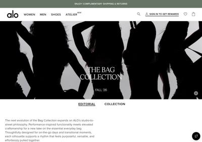 Alo Yoga landing page