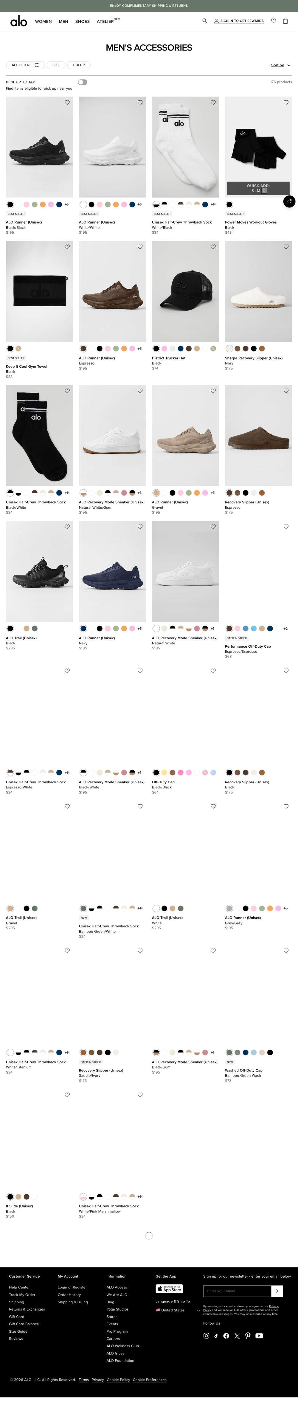 Alo Yoga landing page: MEN'S ACCESSORIES