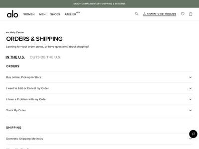 Alo Yoga landing page