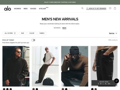 Alo Yoga landing page
