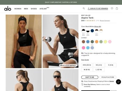 Alo Yoga landing page