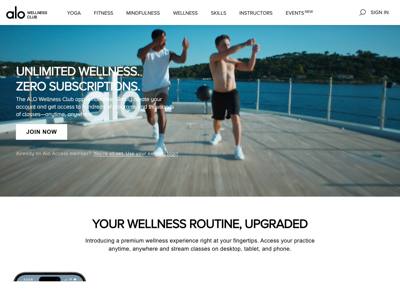 Alo Yoga landing page
