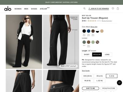 Alo Yoga landing page