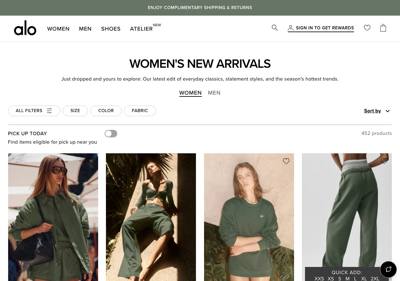 Alo Yoga landing page