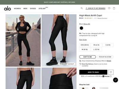 Alo Yoga landing page