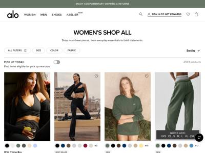 Alo Yoga landing page