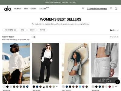 Alo Yoga landing page