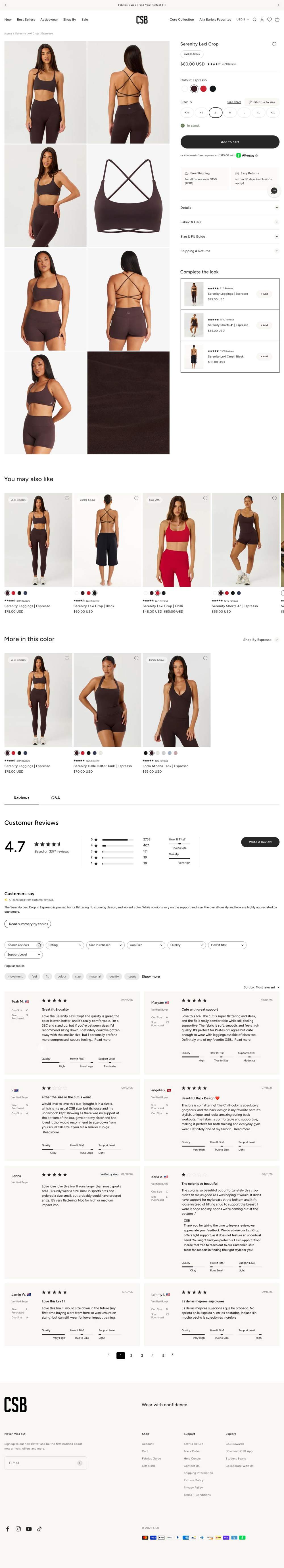 CSB landing page: Serenity Lexi Crop
