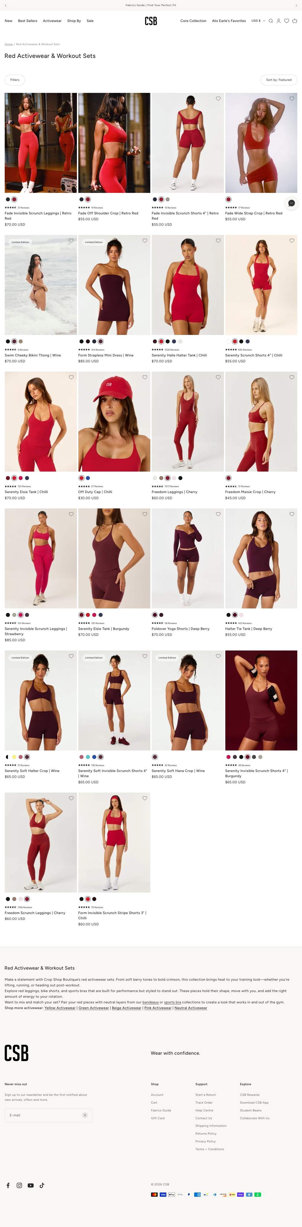 CSB landing page: Red Activewear | Red Workout Sets | CSB