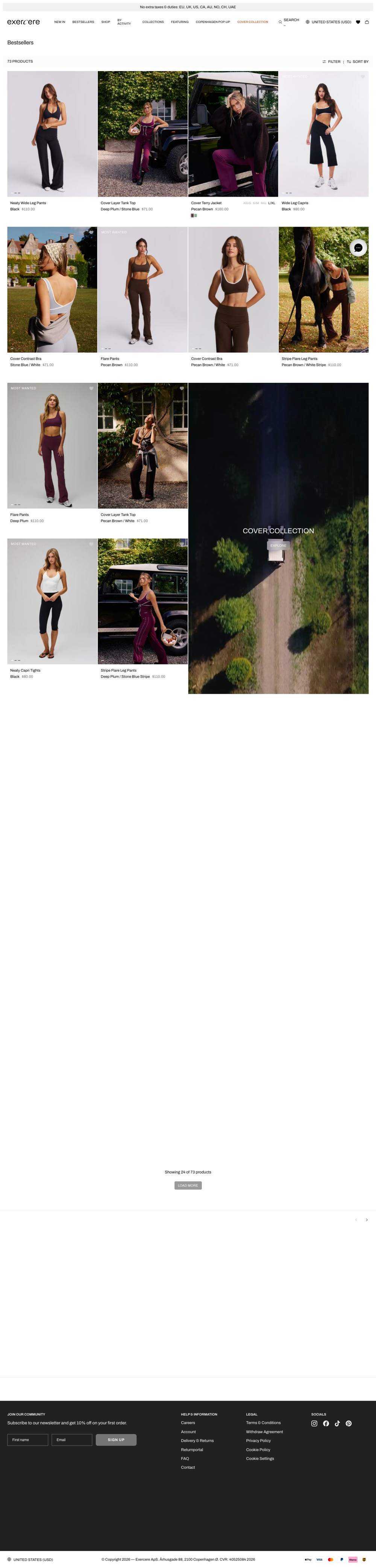 Exercere landing page: Bestsellers