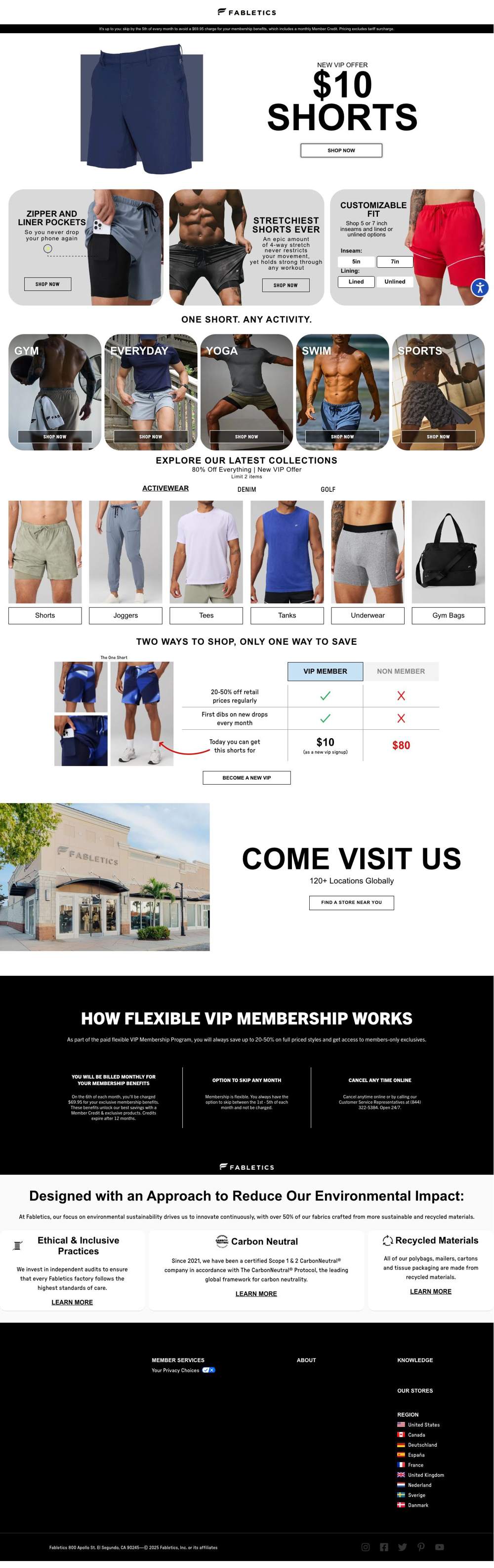 Fabletics landing page: Privacy Preferences