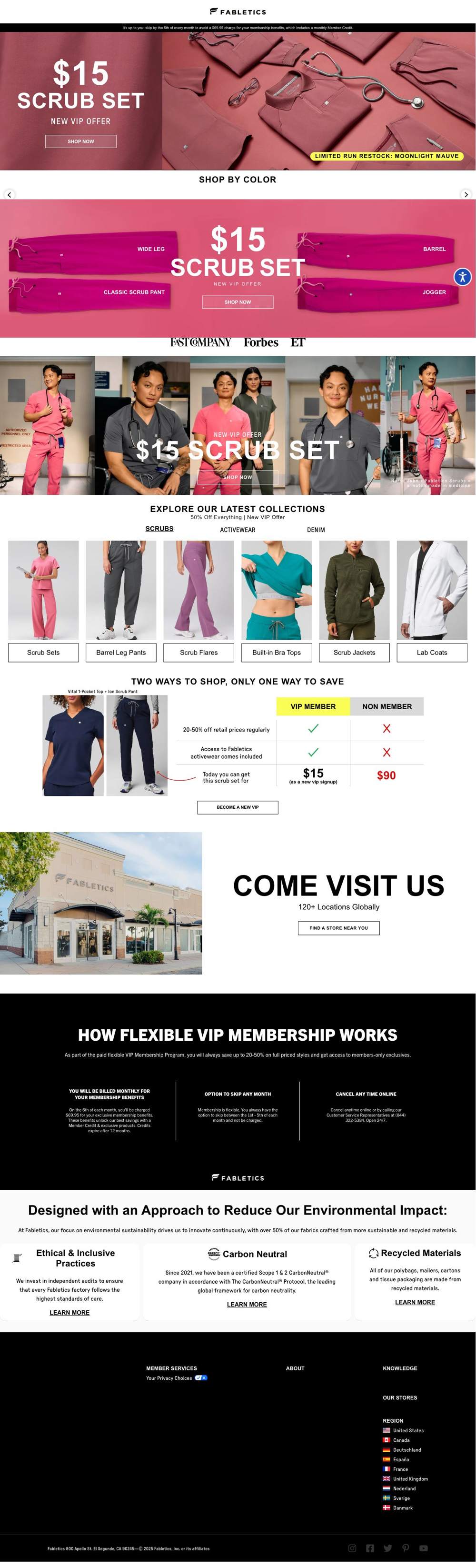 Fabletics landing page: Privacy Preferences