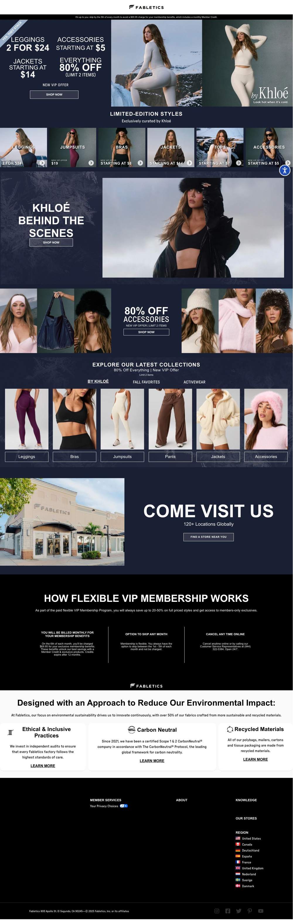 Fabletics landing page: Privacy Preferences