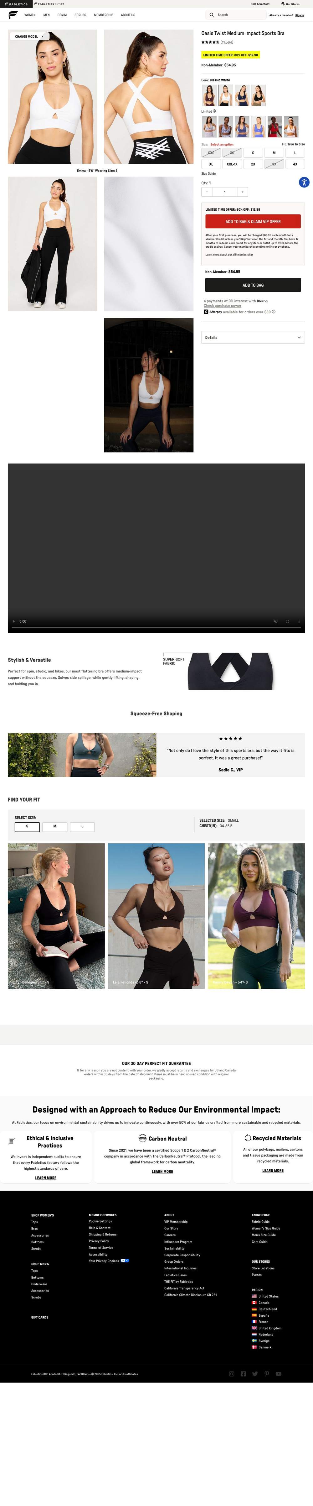 Fabletics landing page: Oasis Twist Medium Impact Sports Bra