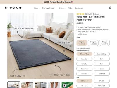Muscle Mat landing page