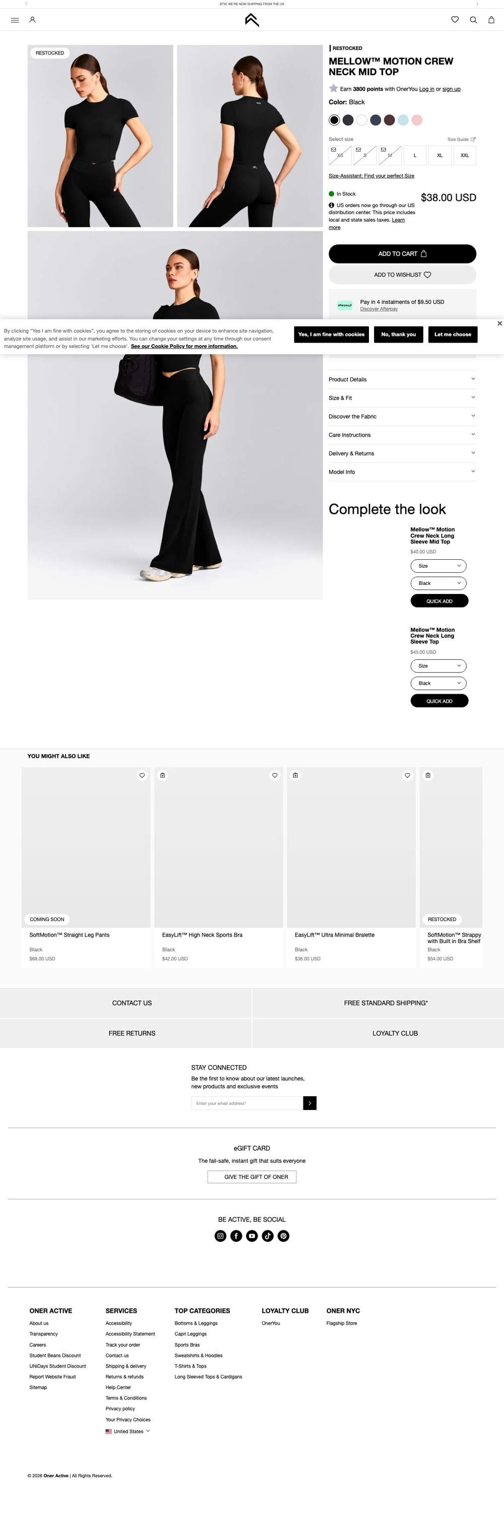 Oner Active landing page: MELLOW™ MOTION CREW NECK MID TOP