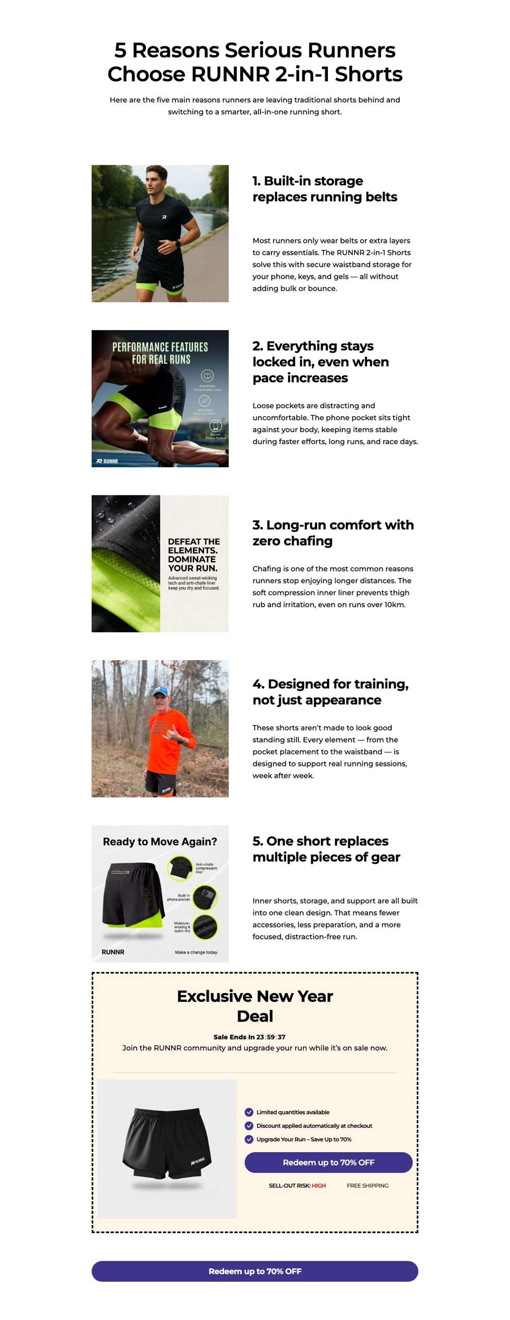 Runnr Active landing page: 5reasonswhy