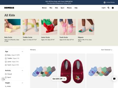 Bombas landing page