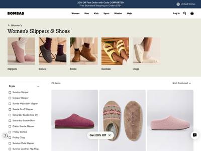 Bombas landing page